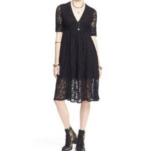 Free People Mountain Laurel Lace Midi Dress Black size 8